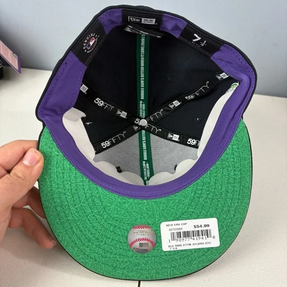 New Era 59FIFTY Atlanta Braves Fitted Cap MLB “The A” Big League Chew Hat 7 1/4 - Picture 7 of 8